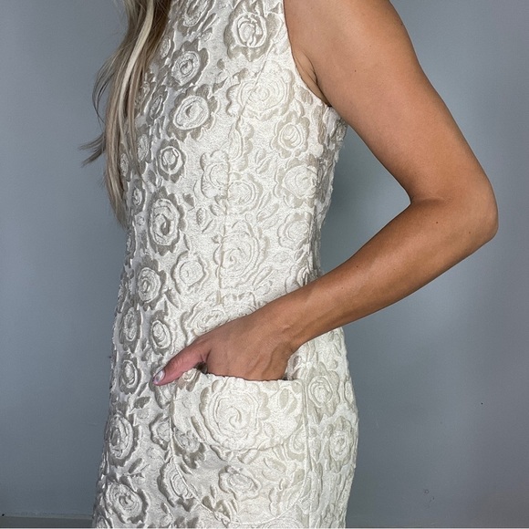 CO Creamy Metallic Jacquard Shift Dress - Picture 5 of 13